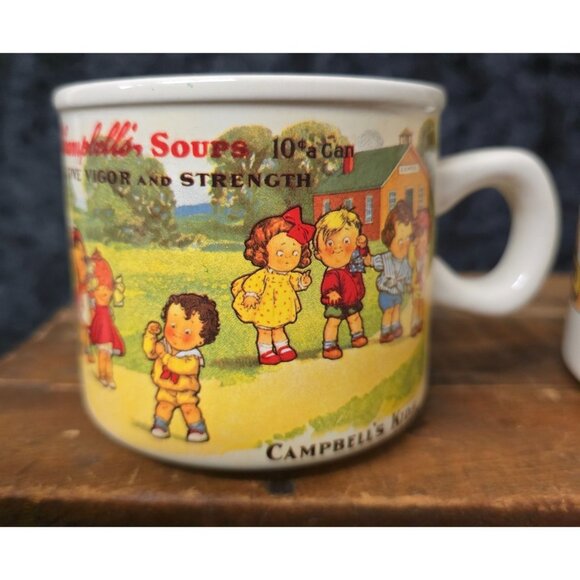 Set of 4 Mugs Cups Campbells Kids 1910 Souvenir Postcard Style Ceramic - Picture 2 of 9